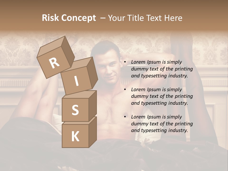 A Man Laying On Top Of A Bed Next To A Woman PowerPoint Template