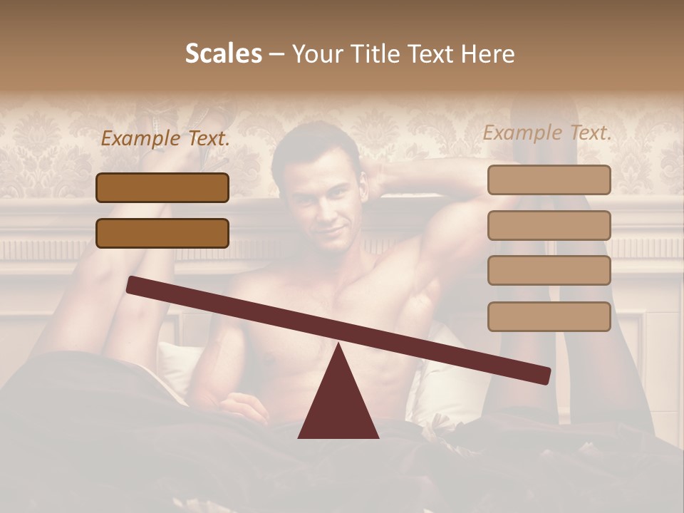 A Man Laying On Top Of A Bed Next To A Woman PowerPoint Template