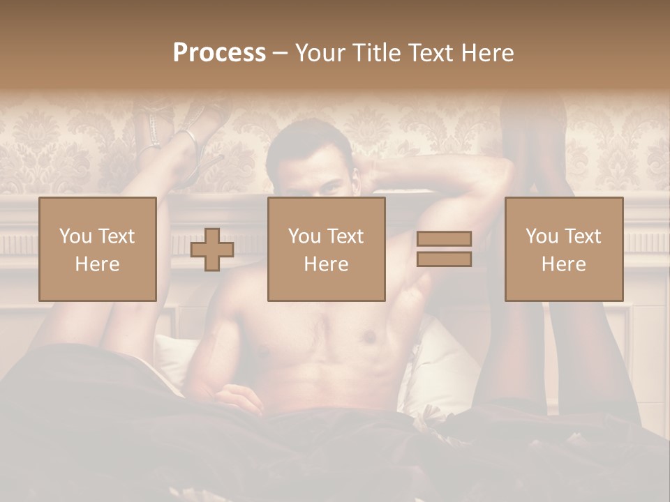 A Man Laying On Top Of A Bed Next To A Woman PowerPoint Template