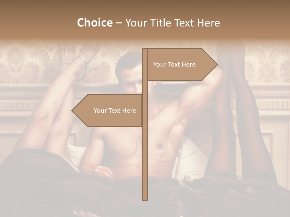 A Man Laying On Top Of A Bed Next To A Woman PowerPoint Template