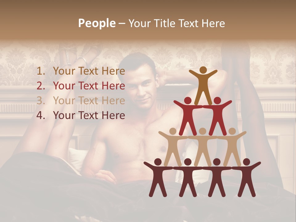 A Man Laying On Top Of A Bed Next To A Woman PowerPoint Template