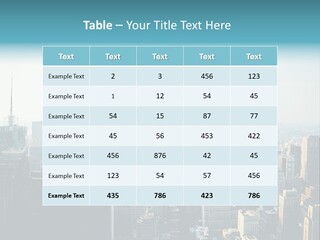 A City Skyline With Skyscrapers And A Blue Banner PowerPoint Template