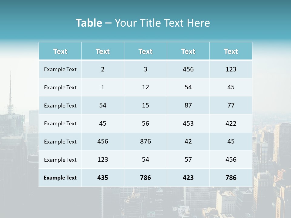 A City Skyline With Skyscrapers And A Blue Banner PowerPoint Template