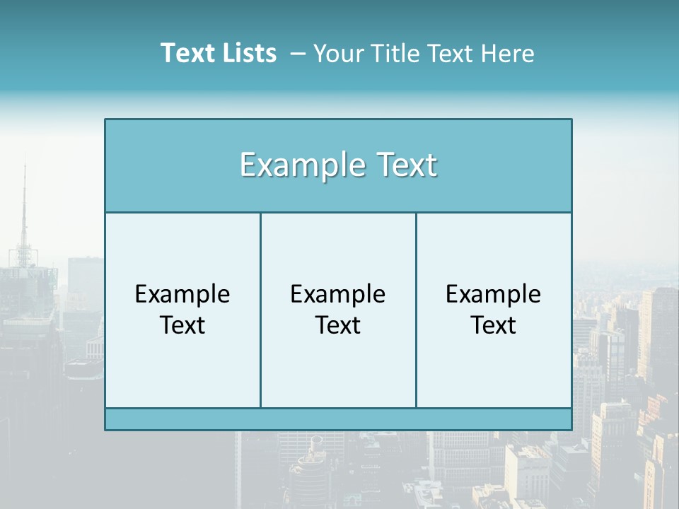A City Skyline With Skyscrapers And A Blue Banner PowerPoint Template