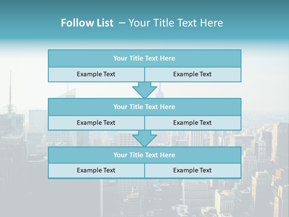 A City Skyline With Skyscrapers And A Blue Banner PowerPoint Template