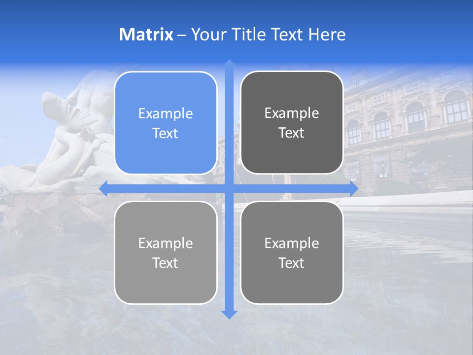 A Fountain With A Statue In Front Of A Building PowerPoint Template