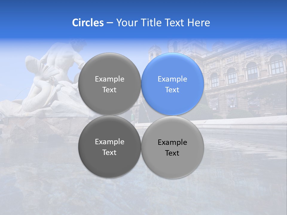 A Fountain With A Statue In Front Of A Building PowerPoint Template