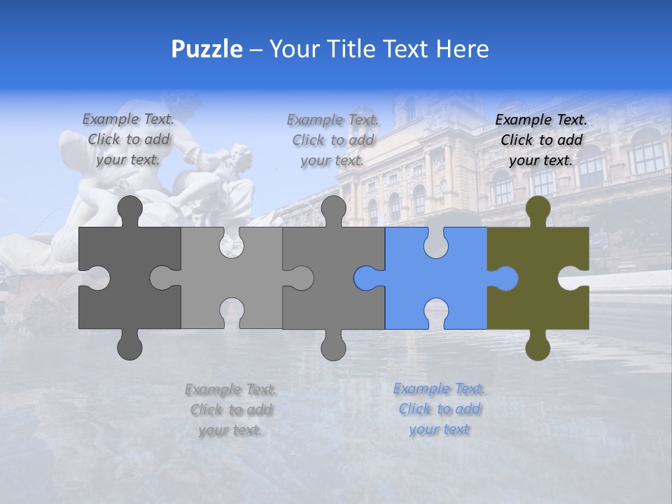 A Fountain With A Statue In Front Of A Building PowerPoint Template