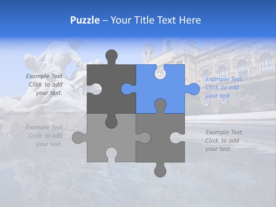 A Fountain With A Statue In Front Of A Building PowerPoint Template