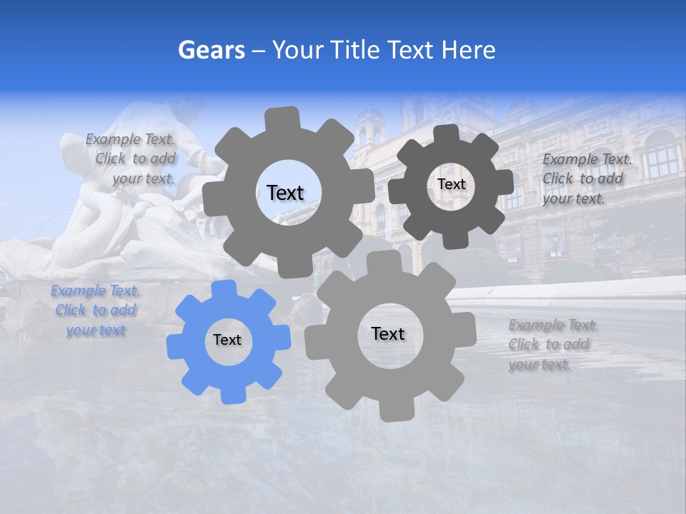 A Fountain With A Statue In Front Of A Building PowerPoint Template