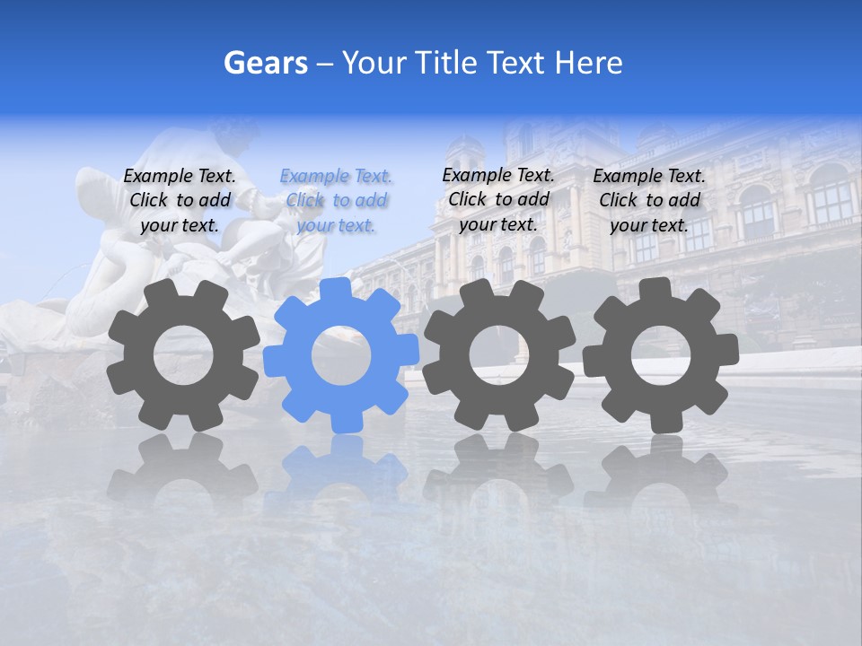 A Fountain With A Statue In Front Of A Building PowerPoint Template