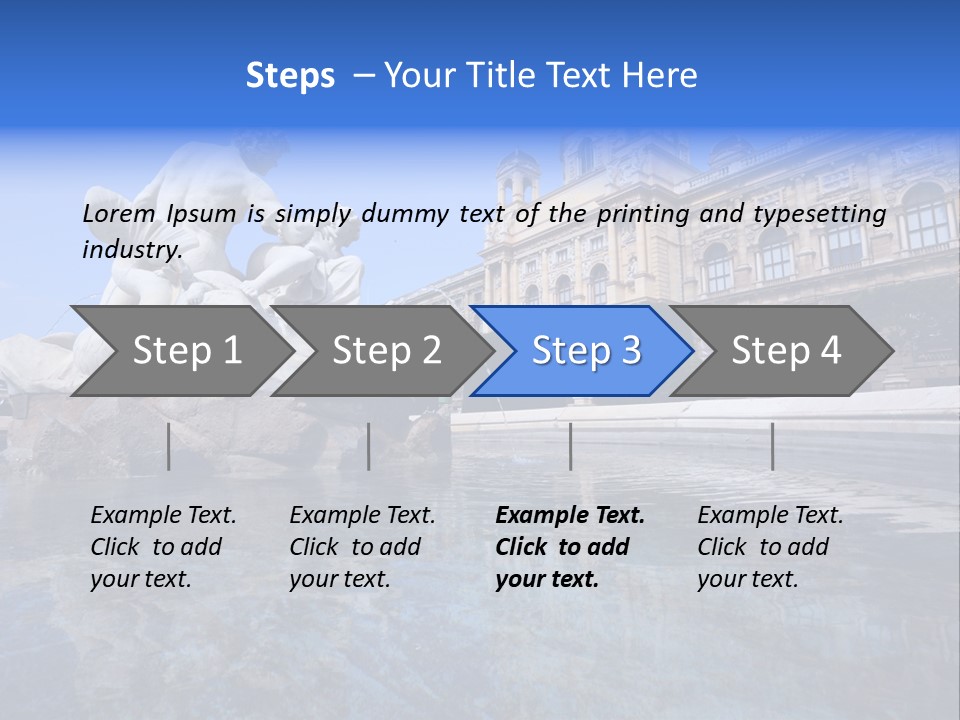 A Fountain With A Statue In Front Of A Building PowerPoint Template