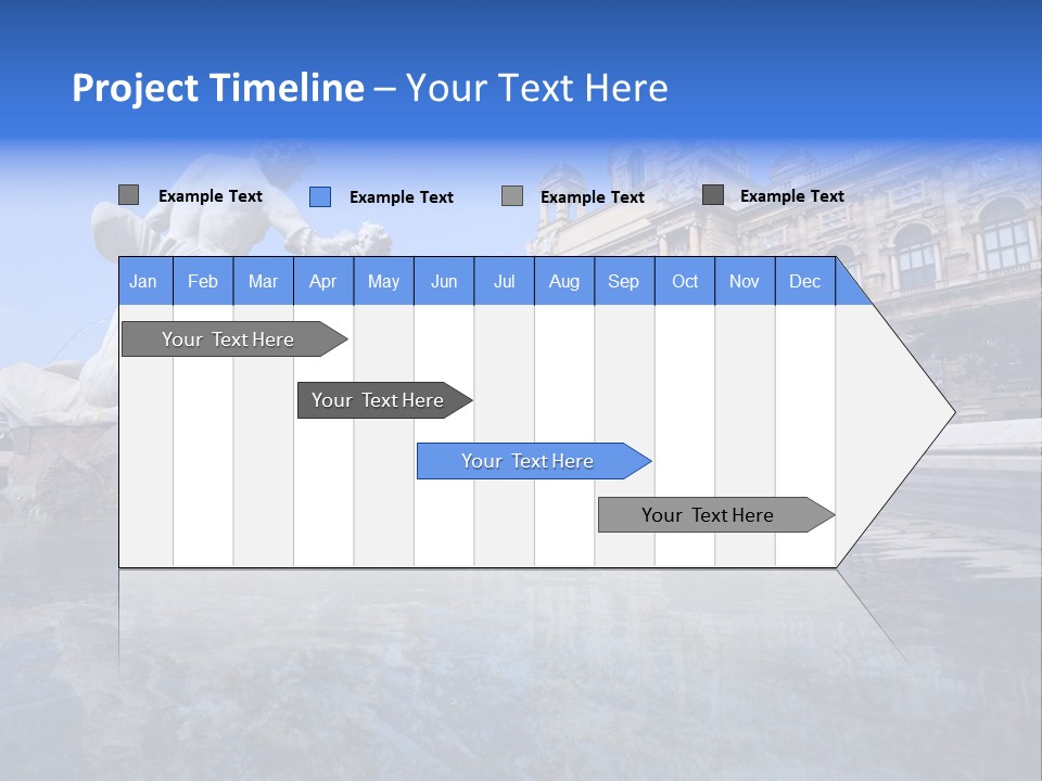 A Fountain With A Statue In Front Of A Building PowerPoint Template