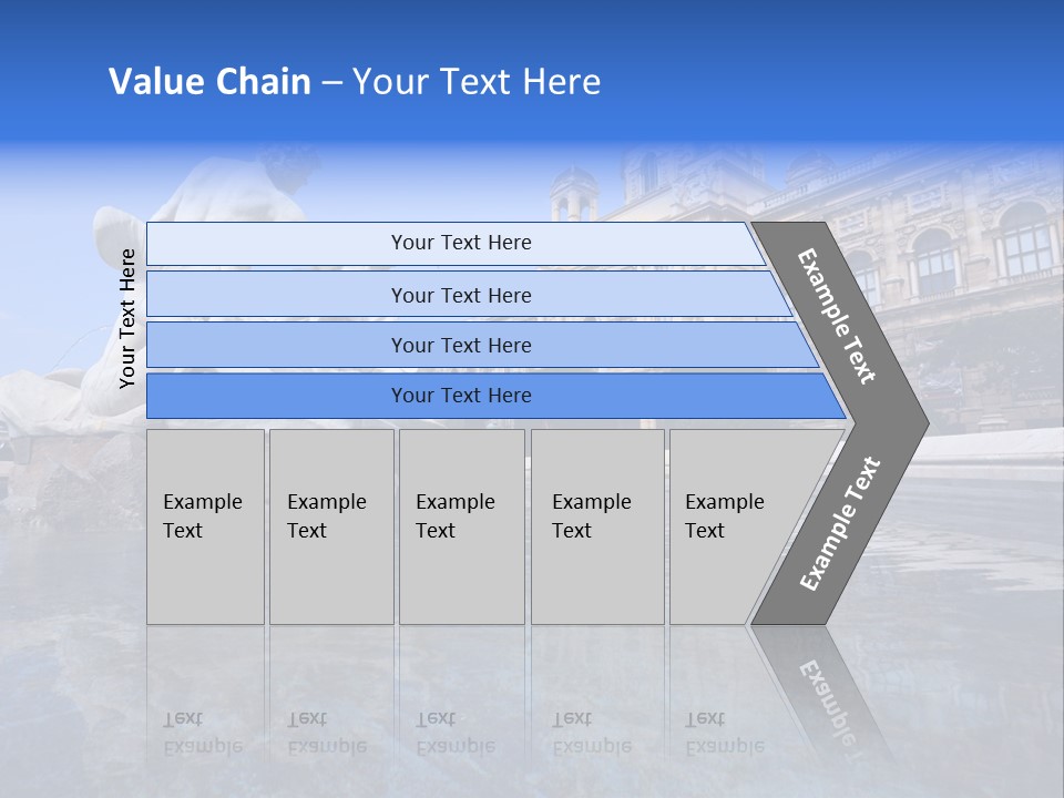 A Fountain With A Statue In Front Of A Building PowerPoint Template