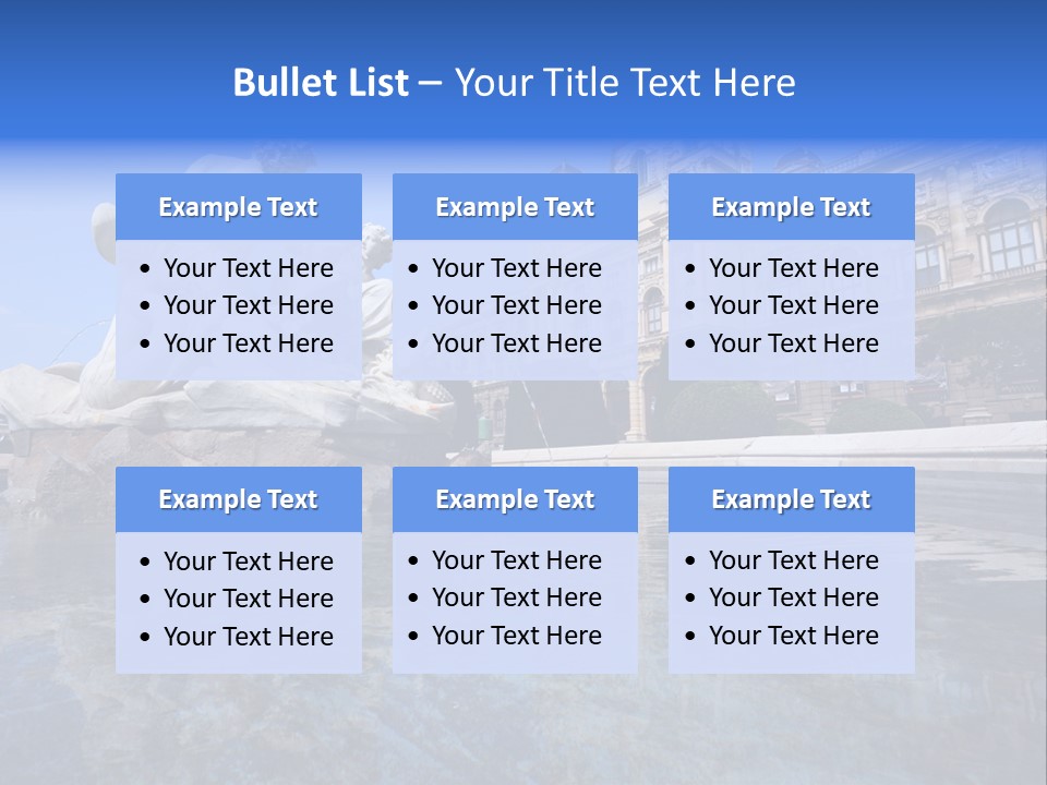 A Fountain With A Statue In Front Of A Building PowerPoint Template