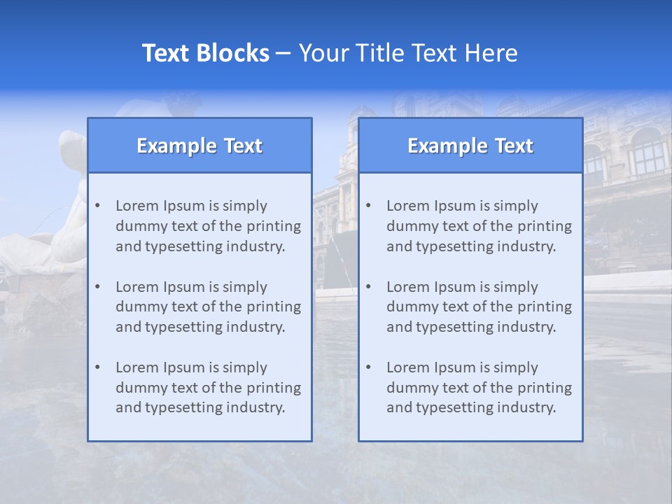 A Fountain With A Statue In Front Of A Building PowerPoint Template