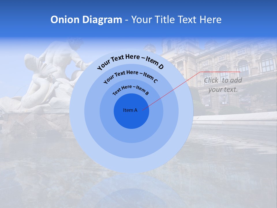 A Fountain With A Statue In Front Of A Building PowerPoint Template