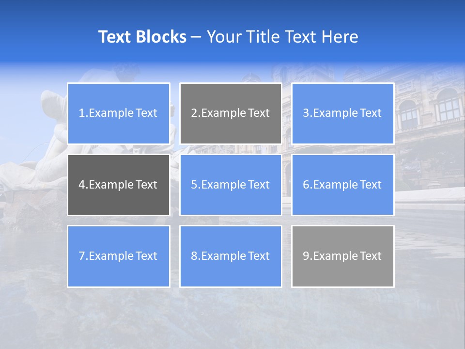 A Fountain With A Statue In Front Of A Building PowerPoint Template