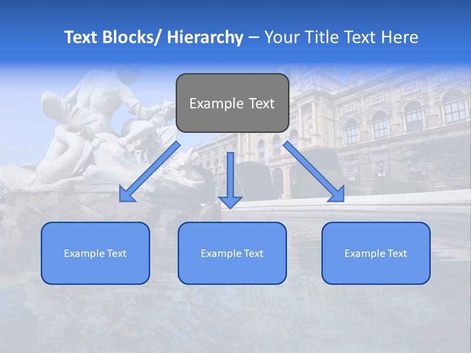 A Fountain With A Statue In Front Of A Building PowerPoint Template