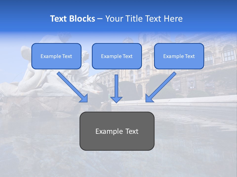 A Fountain With A Statue In Front Of A Building PowerPoint Template