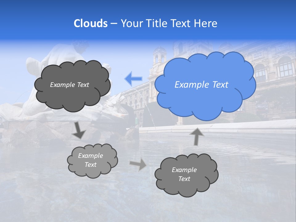 A Fountain With A Statue In Front Of A Building PowerPoint Template
