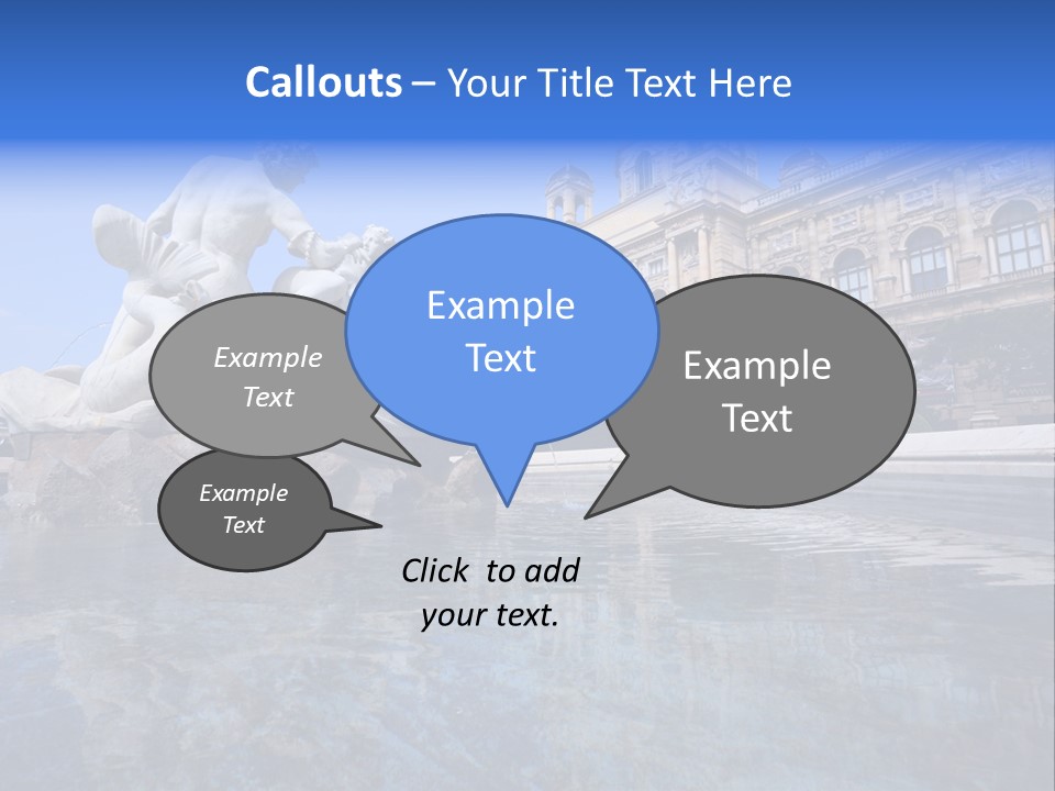 A Fountain With A Statue In Front Of A Building PowerPoint Template