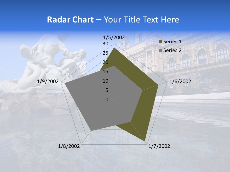 A Fountain With A Statue In Front Of A Building PowerPoint Template