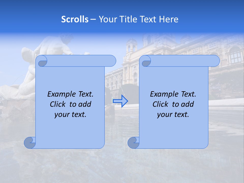 A Fountain With A Statue In Front Of A Building PowerPoint Template