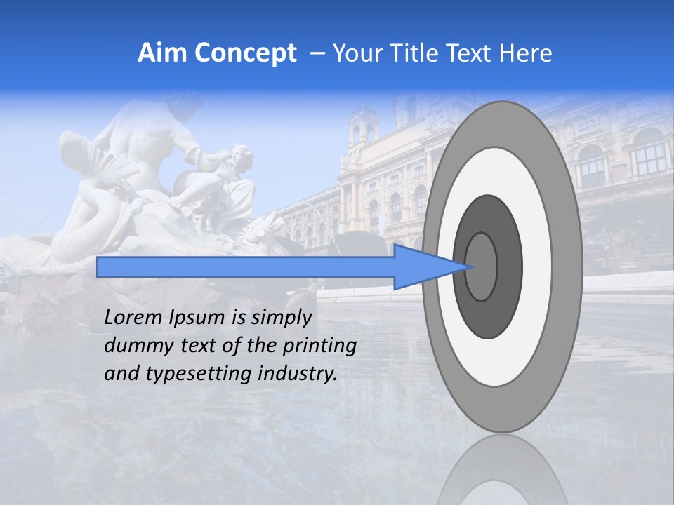 A Fountain With A Statue In Front Of A Building PowerPoint Template