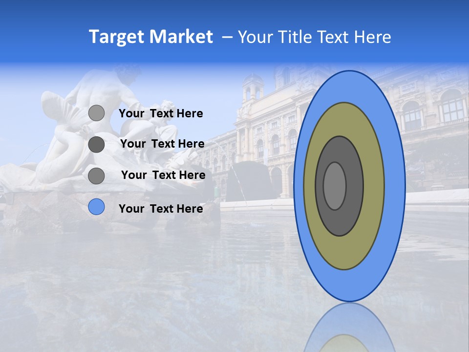 A Fountain With A Statue In Front Of A Building PowerPoint Template