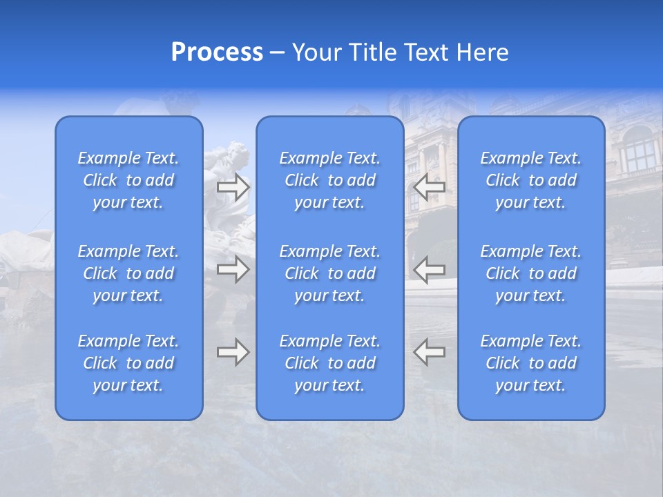 A Fountain With A Statue In Front Of A Building PowerPoint Template