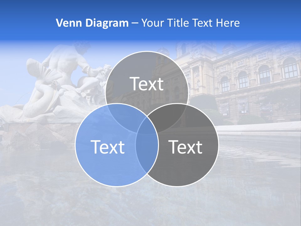 A Fountain With A Statue In Front Of A Building PowerPoint Template