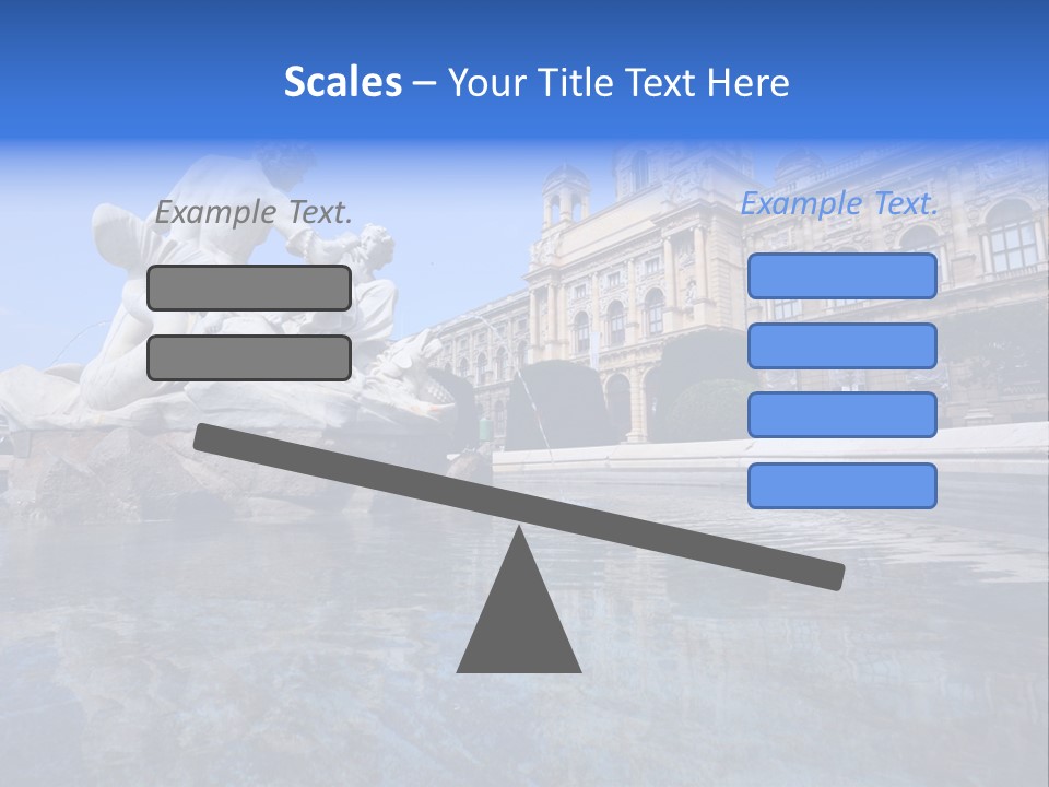 A Fountain With A Statue In Front Of A Building PowerPoint Template