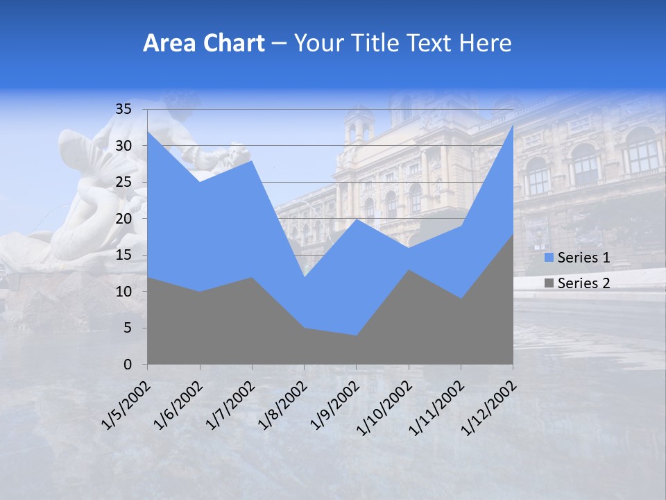 A Fountain With A Statue In Front Of A Building PowerPoint Template