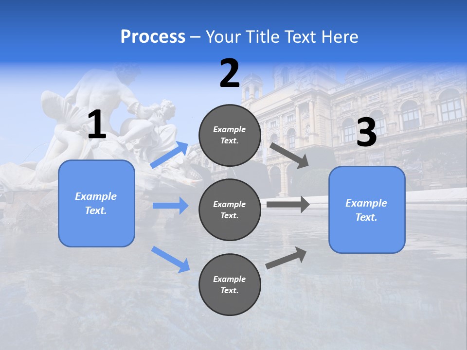 A Fountain With A Statue In Front Of A Building PowerPoint Template