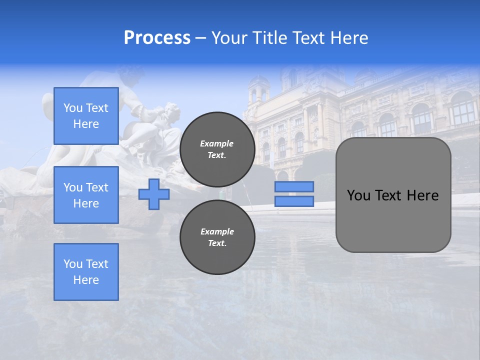 A Fountain With A Statue In Front Of A Building PowerPoint Template