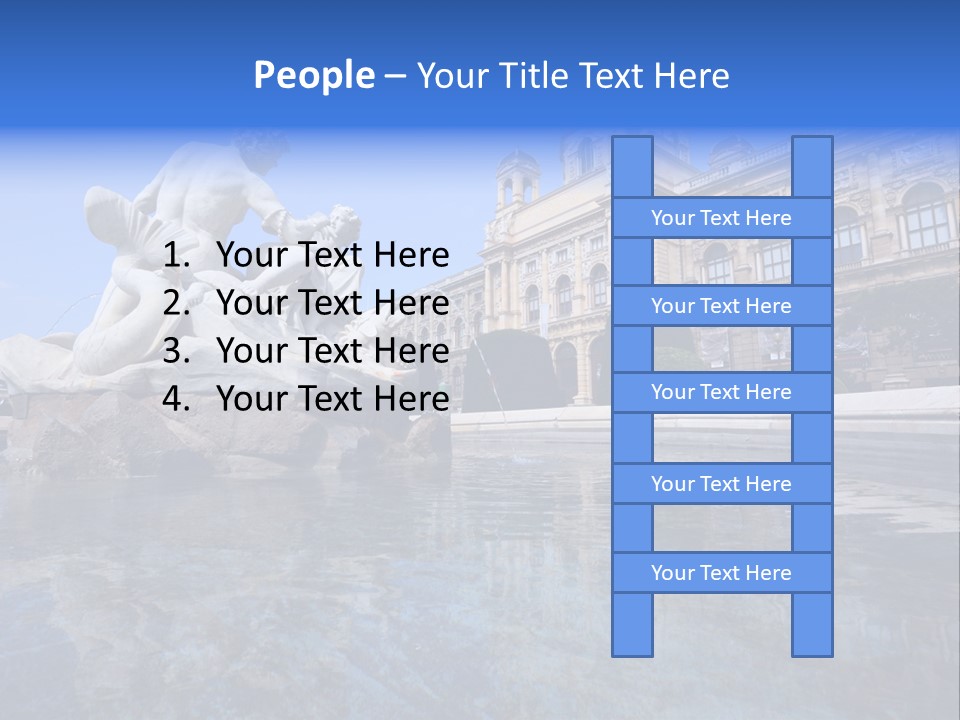 A Fountain With A Statue In Front Of A Building PowerPoint Template