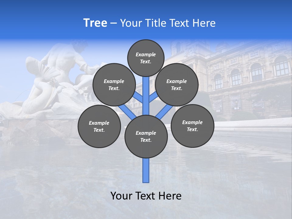 A Fountain With A Statue In Front Of A Building PowerPoint Template