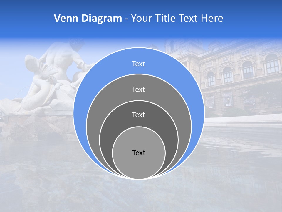 A Fountain With A Statue In Front Of A Building PowerPoint Template