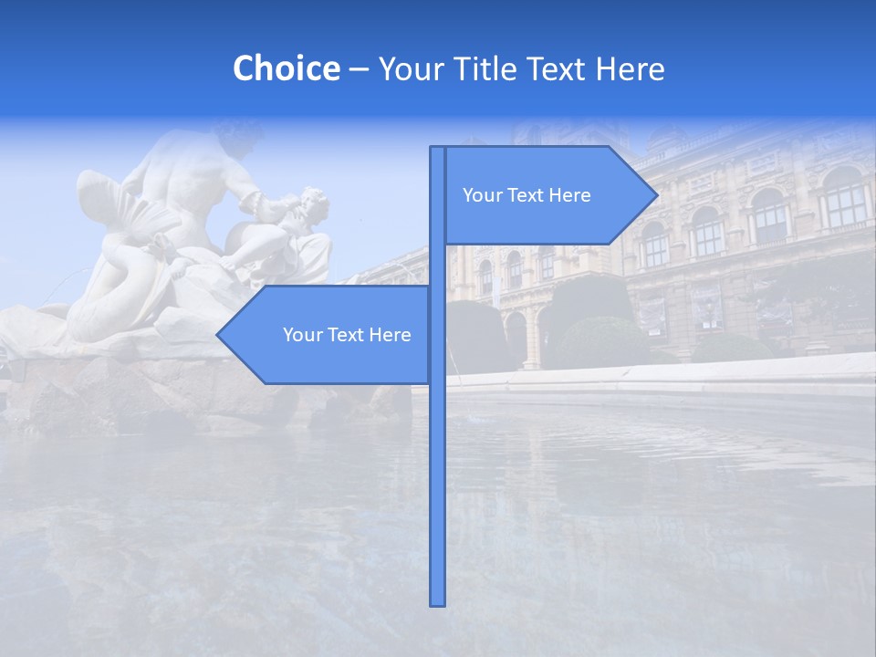 A Fountain With A Statue In Front Of A Building PowerPoint Template