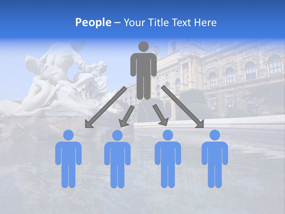 A Fountain With A Statue In Front Of A Building PowerPoint Template