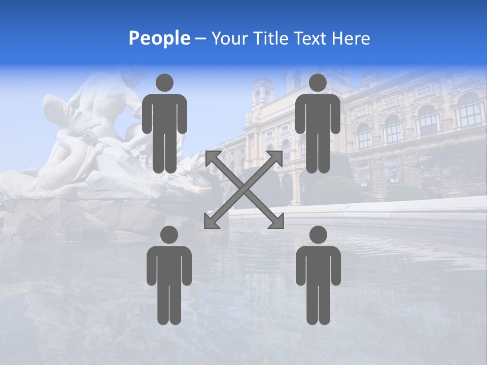 A Fountain With A Statue In Front Of A Building PowerPoint Template