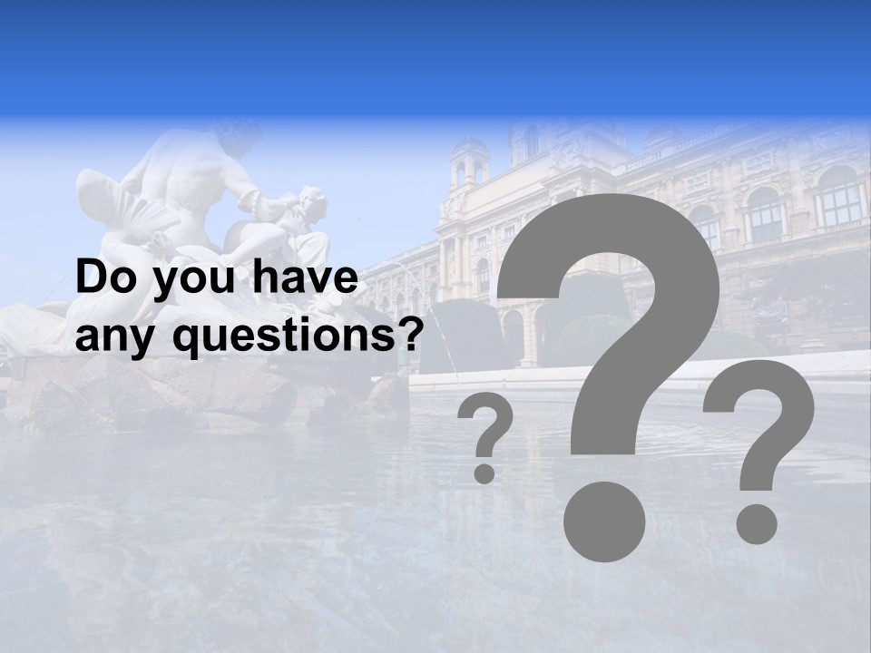 A Fountain With A Statue In Front Of A Building PowerPoint Template