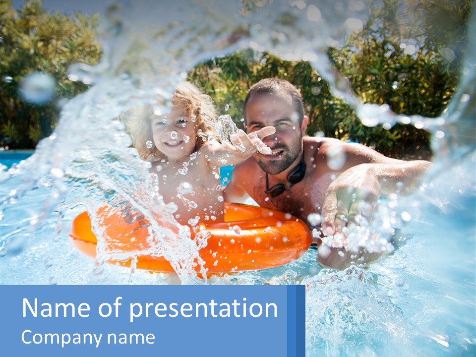 A Man And A Little Girl Are In The Water PowerPoint Template