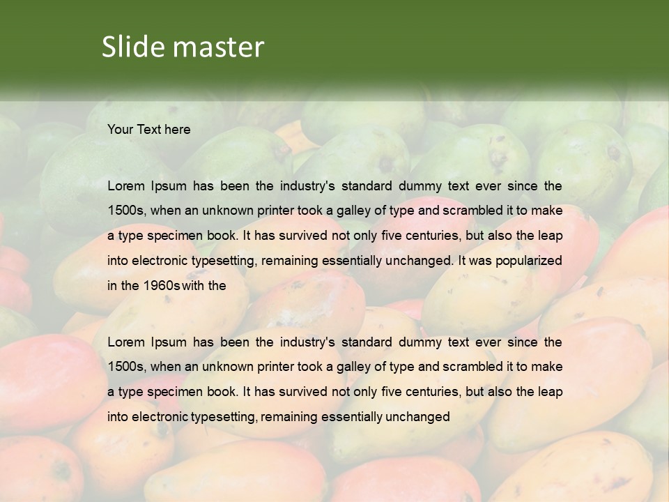 A Large Display Of Mangoes And Other Fruits PowerPoint Template