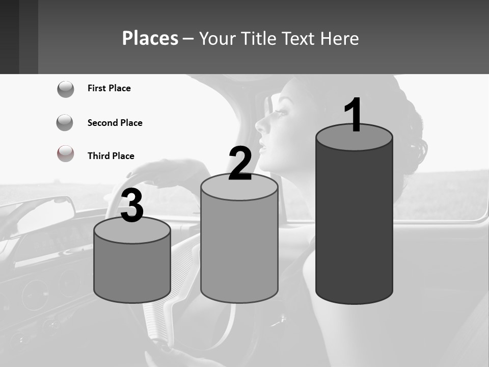 A Woman Driving A Car With A Steering Wheel PowerPoint Template