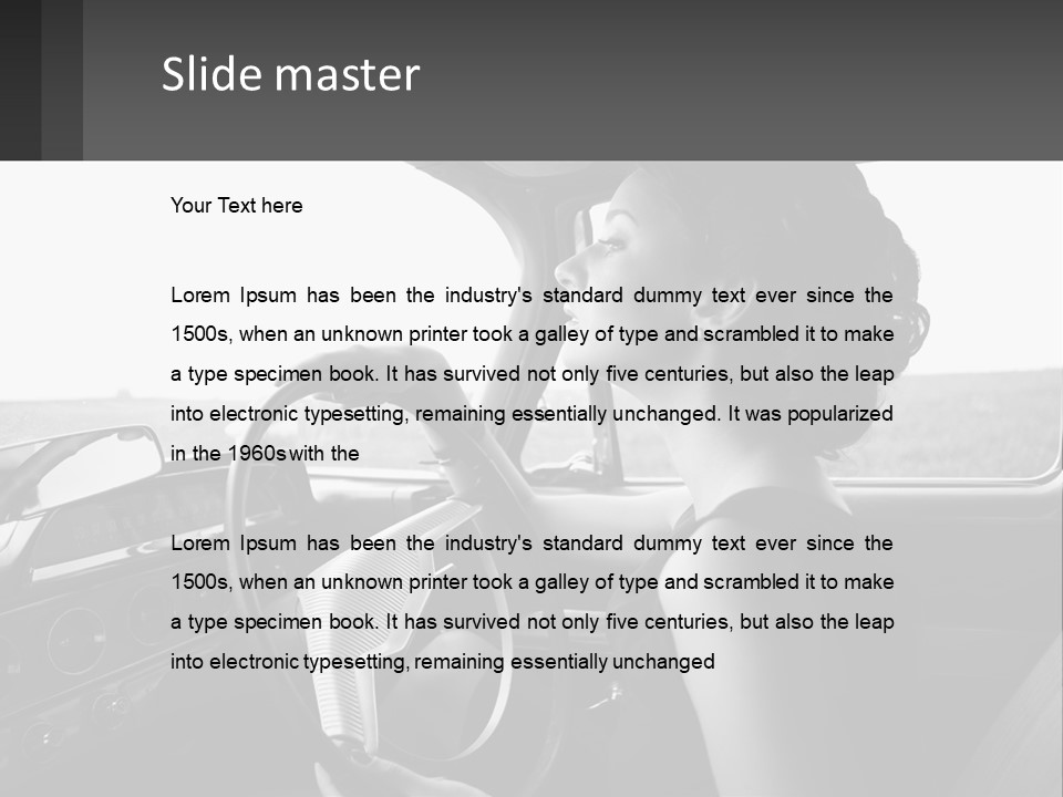 A Woman Driving A Car With A Steering Wheel PowerPoint Template