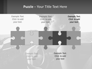 A Woman Driving A Car With A Steering Wheel PowerPoint Template