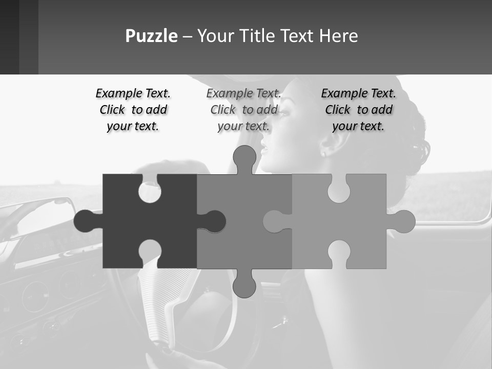 A Woman Driving A Car With A Steering Wheel PowerPoint Template