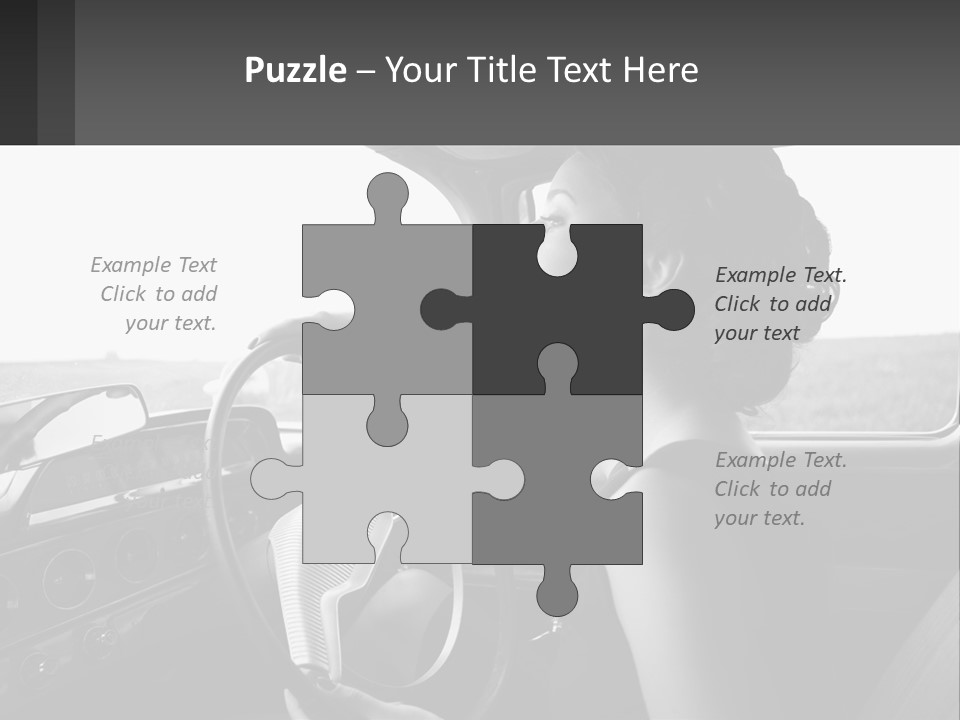 A Woman Driving A Car With A Steering Wheel PowerPoint Template